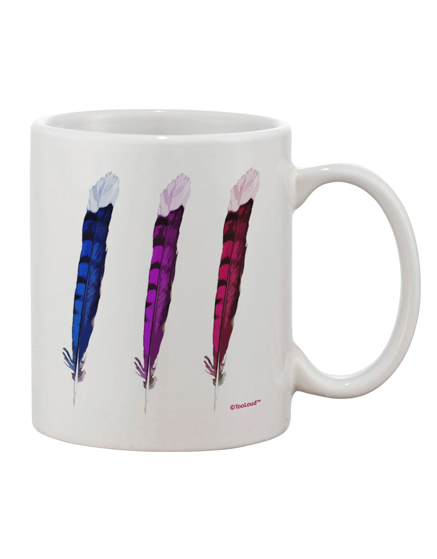 Feather Trio Printed 11 oz Coffee Mug - Expertly Crafted Drinkware by TooLoud-11 OZ Coffee Mug-TooLoud-White-Davson Sales