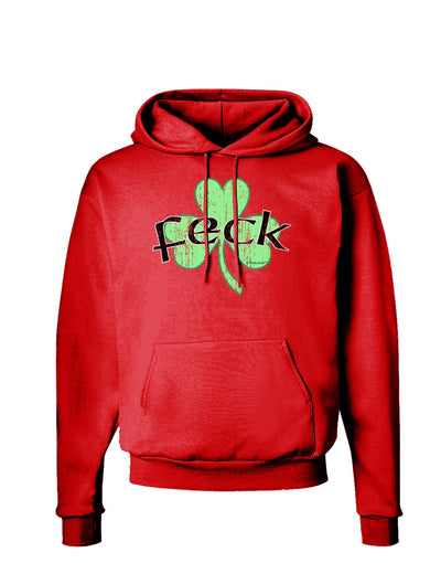 Feck - Clover Distressed Design Dark Hoodie Sweatshirt by TooLoud-Hoodie-TooLoud-Red-Small-Davson Sales