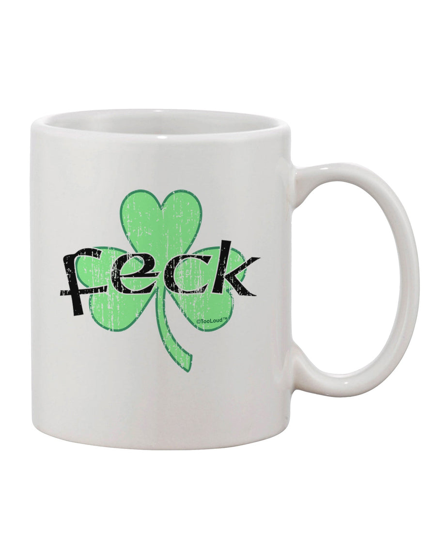 Feck Clover Distressed Design Printed 11 oz Coffee Mug - Expertly Crafted by TooLoud-11 OZ Coffee Mug-TooLoud-White-Davson Sales