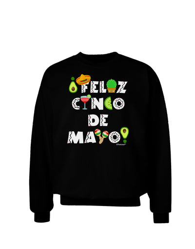 Feliz Cinco de Mayo - Fiesta Icons Adult Dark Sweatshirt by TooLoud-Sweatshirts-TooLoud-Black-Small-Davson Sales