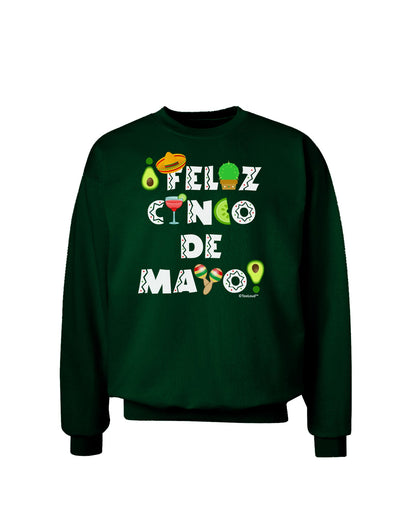 Feliz Cinco de Mayo - Fiesta Icons Adult Dark Sweatshirt by TooLoud-Sweatshirts-TooLoud-Deep-Forest-Green-Small-Davson Sales