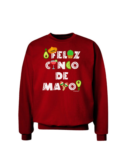 Feliz Cinco de Mayo - Fiesta Icons Adult Dark Sweatshirt by TooLoud-Sweatshirts-TooLoud-Deep-Red-Small-Davson Sales