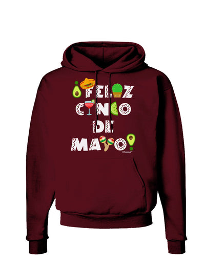 Feliz Cinco de Mayo - Fiesta Icons Dark Hoodie Sweatshirt by TooLoud-Hoodie-TooLoud-Maroon-Small-Davson Sales