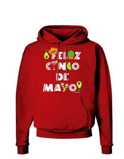 Feliz Cinco de Mayo - Fiesta Icons Dark Hoodie Sweatshirt by TooLoud-Hoodie-TooLoud-Red-Small-Davson Sales