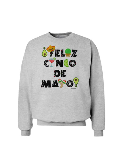 Feliz Cinco de Mayo - Fiesta Icons Sweatshirt by TooLoud-Sweatshirts-TooLoud-AshGray-Small-Davson Sales