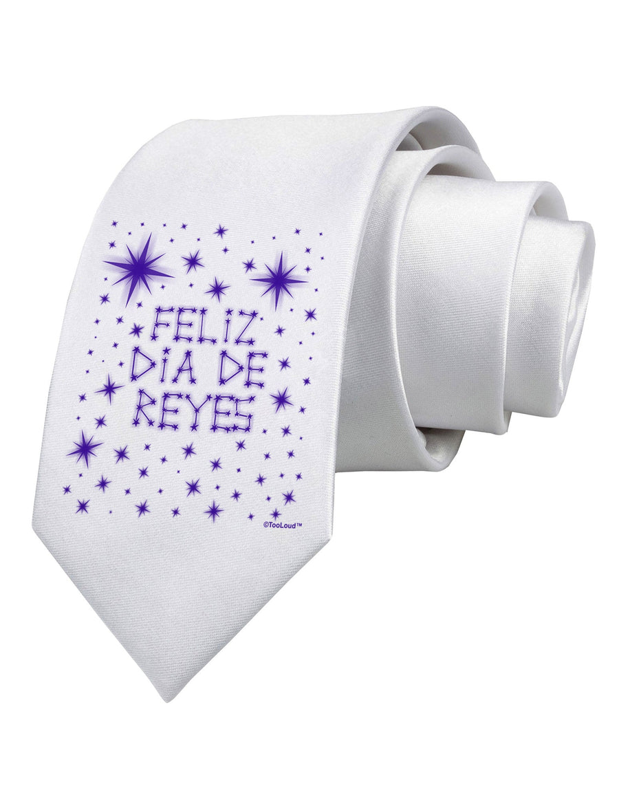 Feliz Dia de Reyes - Estrellas Brillantes Printed White Necktie by TooLoud