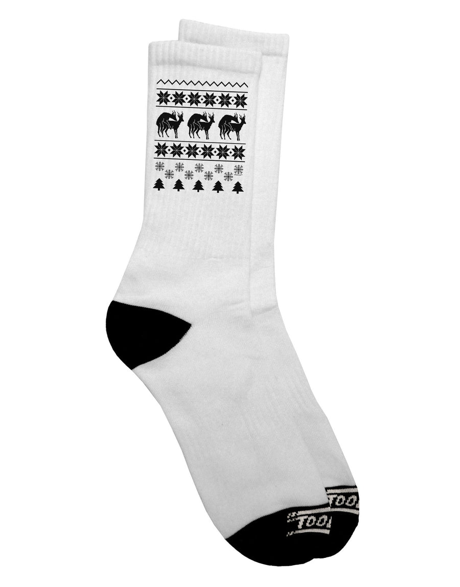 Festive Adult Crew Socks featuring Playful Reindeer - TooLoud-Socks-TooLoud-White-Ladies-4-6-Davson Sales