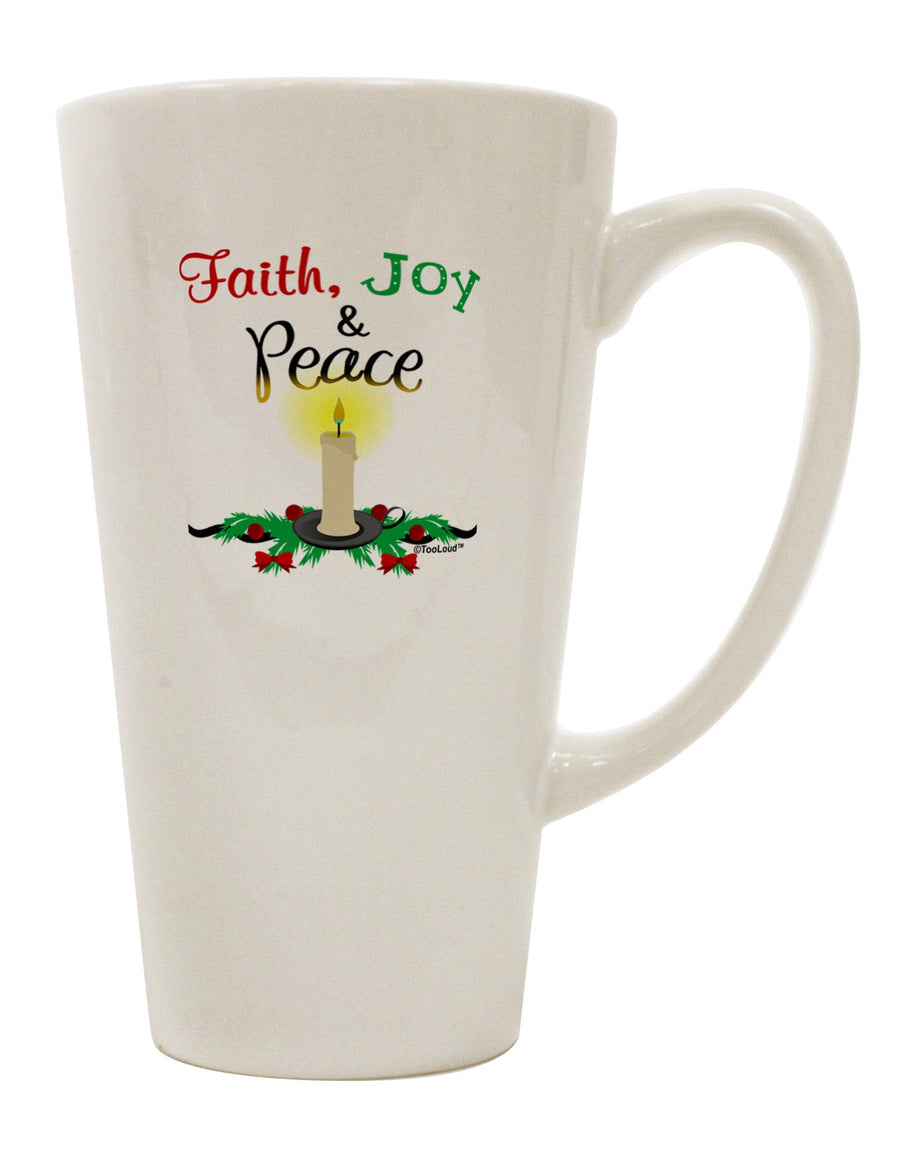 Festive Christmas Candle Design on a 16 Ounce Conical Latte Coffee Mug - TooLoud-Conical Latte Mug-TooLoud-White-Davson Sales