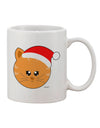 Festive Christmas Feline Santa Hat Design on an 11 oz Coffee Mug - TooLoud-11 OZ Coffee Mug-TooLoud-White-Davson Sales