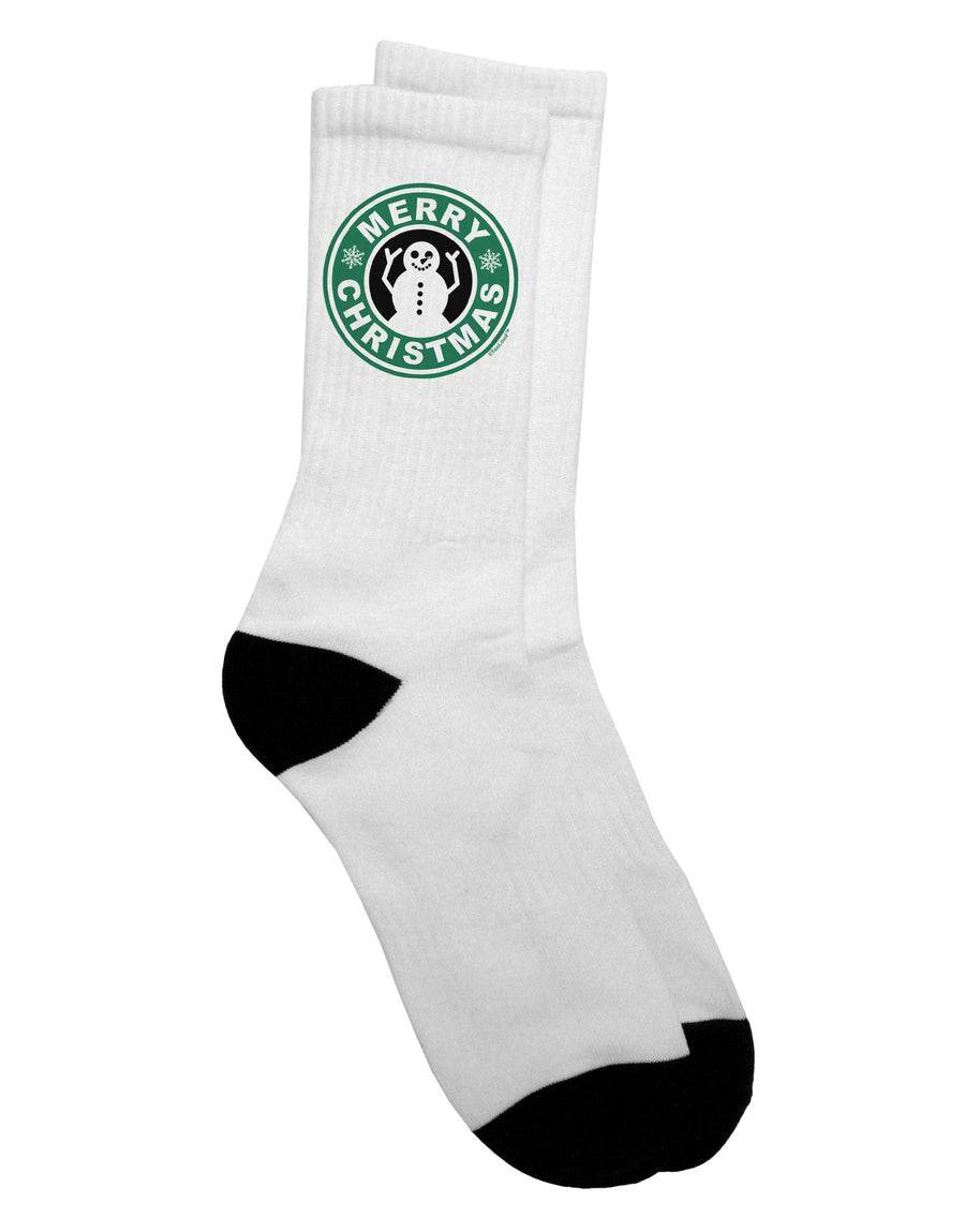 Festive Christmas Latte Logo Adult Crew Socks - TooLoud-Socks-TooLoud-White-Ladies-4-6-Davson Sales