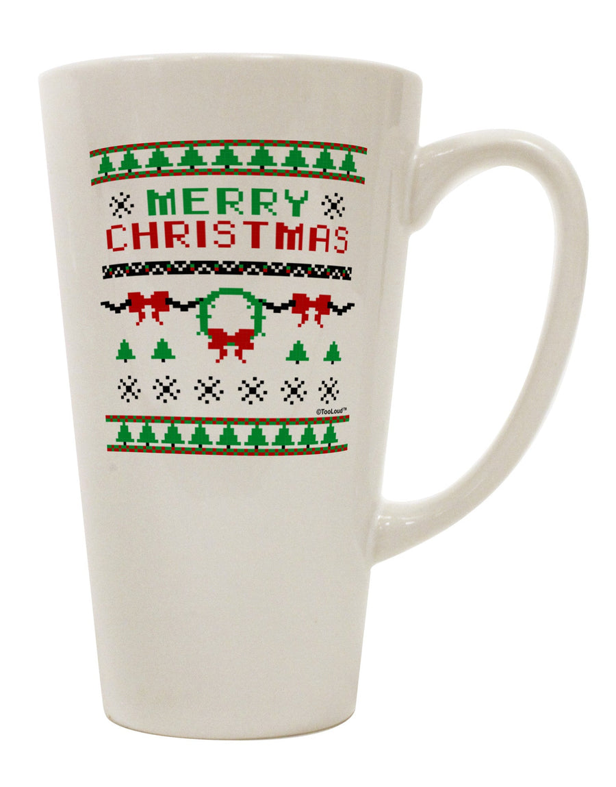 Festive Christmas-themed 16 Ounce Conical Latte Coffee Mug - Perfect for Ugly Christmas Sweater Enthusiasts TooLoud-Conical Latte Mug-TooLoud-White-Davson Sales