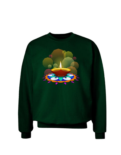 Festive Diya and Rangoli Adult Dark Sweatshirt by-Sweatshirts-TooLoud-Deep-Forest-Green-Small-Davson Sales