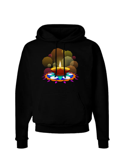 Festive Diya and Rangoli Dark Hoodie Sweatshirt by-Hoodie-TooLoud-Black-Small-Davson Sales