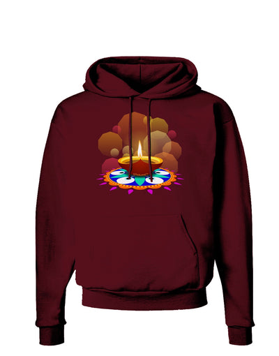 Festive Diya and Rangoli Dark Hoodie Sweatshirt by-Hoodie-TooLoud-Maroon-Small-Davson Sales