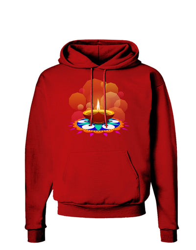 Festive Diya and Rangoli Dark Hoodie Sweatshirt by-Hoodie-TooLoud-Red-Small-Davson Sales