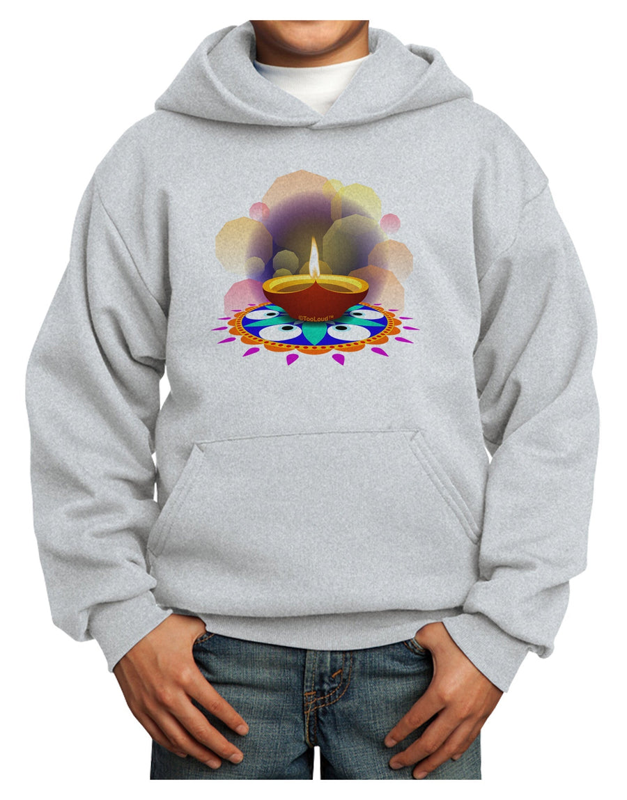 Festive Diya and Rangoli Youth Hoodie Pullover Sweatshirt by-Youth Hoodie-TooLoud-White-XS-Davson Sales