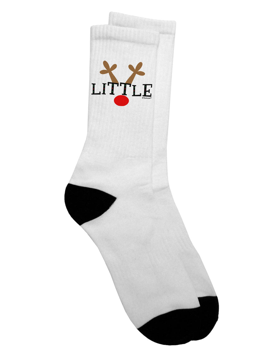 Festive Family Christmas Design: Reindeer-themed Little Adult Crew Socks - by TooLoud-Socks-TooLoud-White-Ladies-4-6-Davson Sales