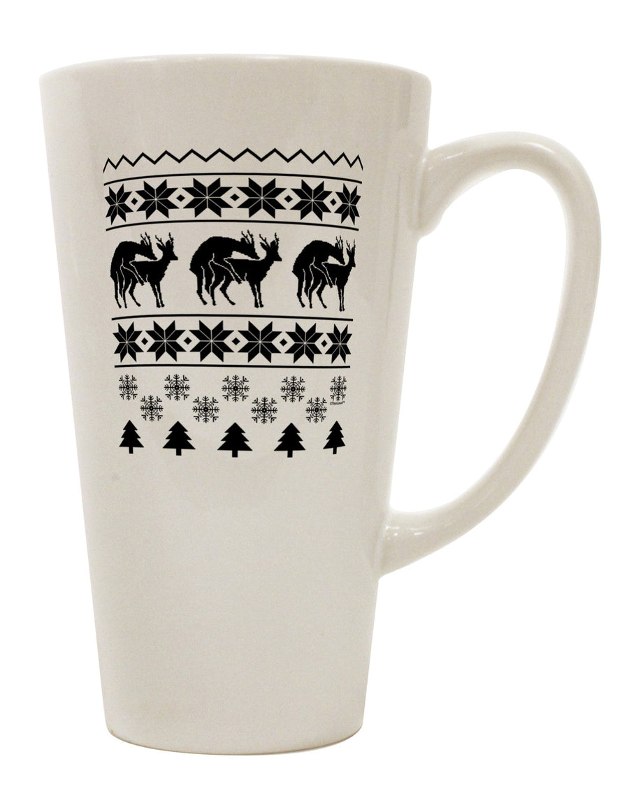 Festive Reindeer 16 Ounce Conical Latte Coffee Mug - TooLoud-Conical Latte Mug-TooLoud-White-Davson Sales