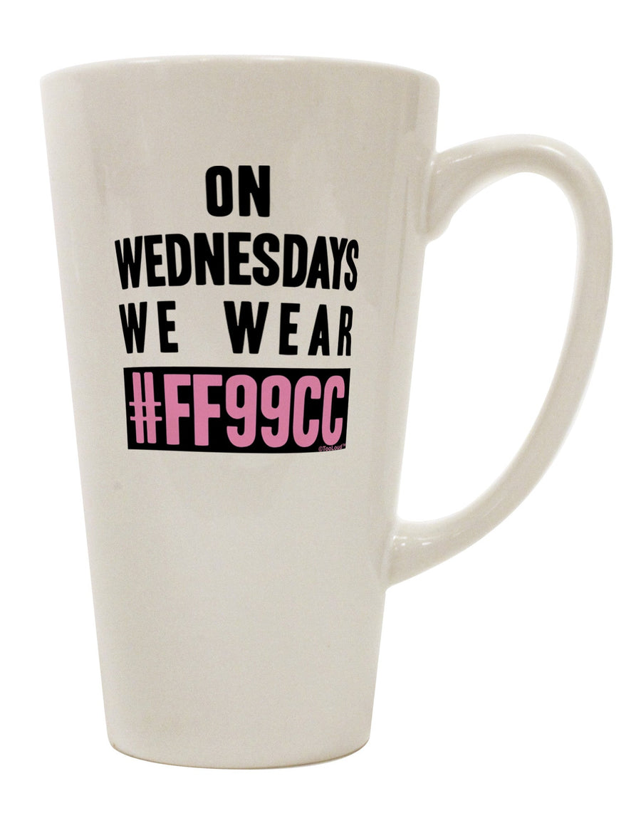 FF99CC 16 Ounce Conical Latte Coffee Mug - Perfect for Wednesday Mornings-Conical Latte Mug-TooLoud-White-Davson Sales