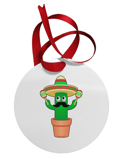 Fiesta Cactus Circular Metal Ornament by TooLoud-Ornament-TooLoud-White-Davson Sales