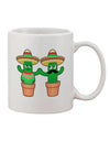 Fiesta Cactus Couple 11 oz Coffee Mug - Expertly Crafted Drinkware by TooLoud-11 OZ Coffee Mug-TooLoud-White-Davson Sales