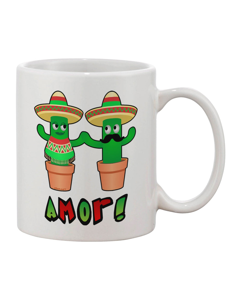 Fiesta Cactus Couple Amor 11 oz Coffee Mug - Expertly Crafted Drinkware by TooLoud-11 OZ Coffee Mug-TooLoud-White-Davson Sales