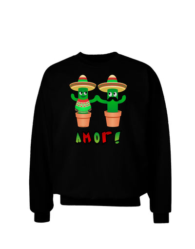 Fiesta Cactus Couple Amor Adult Dark Sweatshirt-Sweatshirt-TooLoud-Black-Small-Davson Sales