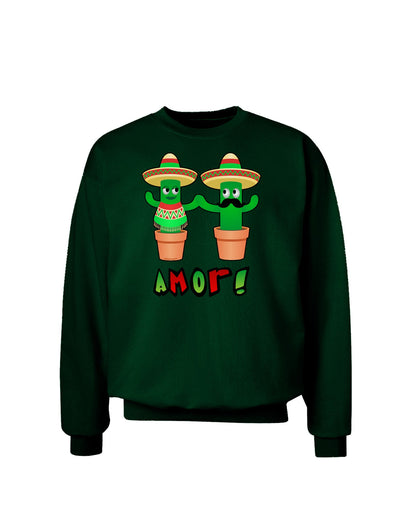 Fiesta Cactus Couple Amor Adult Dark Sweatshirt-Sweatshirt-TooLoud-Deep-Forest-Green-Small-Davson Sales