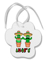 Fiesta Cactus Couple Amor Paw Print Shaped Ornament by TooLoud-Ornament-TooLoud-White-Davson Sales