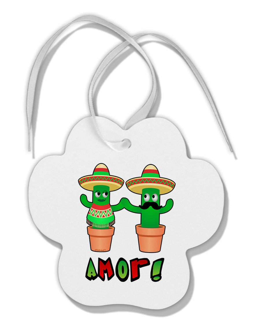 Fiesta Cactus Couple Amor Paw Print Shaped Ornament by TooLoud-Ornament-TooLoud-White-Davson Sales