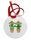 Fiesta Cactus Couple Circular Metal Ornament by TooLoud-Ornament-TooLoud-White-Davson Sales