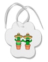 Fiesta Cactus Couple Paw Print Shaped Ornament by TooLoud-Ornament-TooLoud-White-Davson Sales