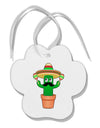 Fiesta Cactus Paw Print Shaped Ornament by TooLoud-Ornament-TooLoud-White-Davson Sales