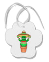 Fiesta Cactus Poncho Paw Print Shaped Ornament by TooLoud-Ornament-TooLoud-White-Davson Sales