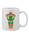 Fiesta Cactus Poncho Printed 11 oz Coffee Mug - Expertly Crafted Drinkware by TooLoud-11 OZ Coffee Mug-TooLoud-White-Davson Sales