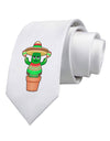 Fiesta Cactus Poncho Printed White Necktie