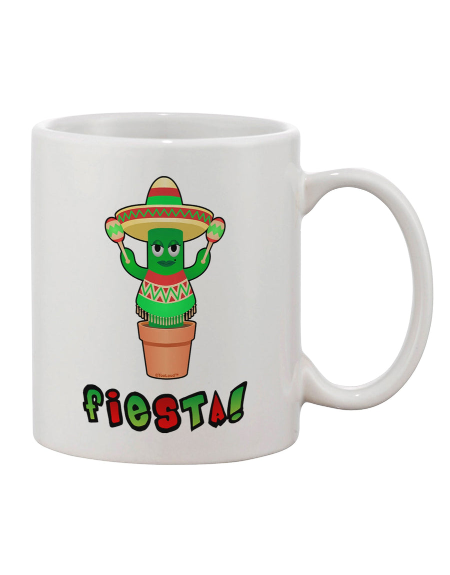 Fiesta Cactus Poncho Text Printed 11 oz Coffee Mug - Expertly Crafted Drinkware by TooLoud-11 OZ Coffee Mug-TooLoud-White-Davson Sales