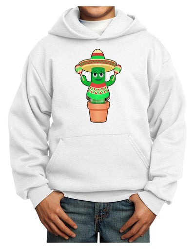 Fiesta Cactus Poncho Youth Hoodie Pullover Sweatshirt-Youth Hoodie-TooLoud-White-XS-Davson Sales