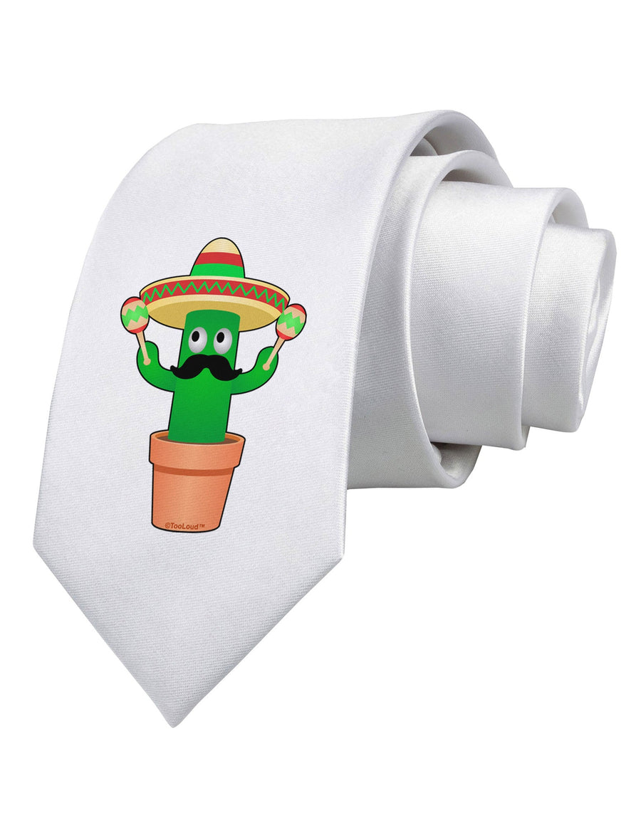 Fiesta Cactus Printed White Necktie