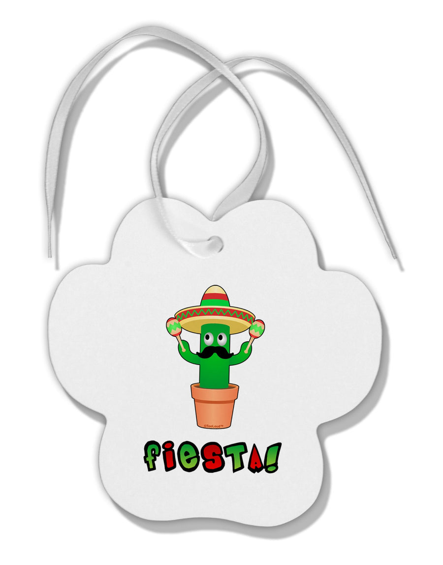 Fiesta Cactus Text Paw Print Shaped Ornament by TooLoud-Ornament-TooLoud-White-Davson Sales