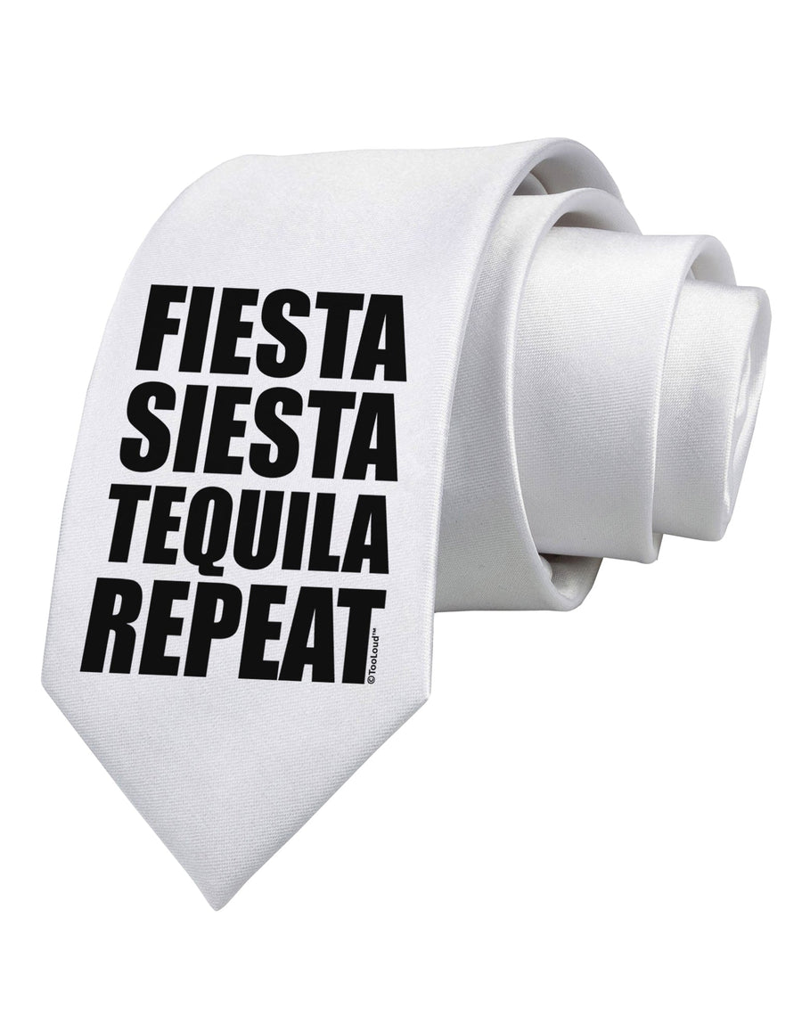 Fiesta Siesta Tequila Repeat Printed White Necktie by TooLoud