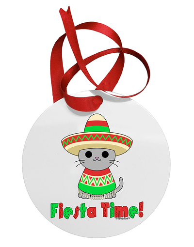 Fiesta Time - Cute Sombrero Cat Print Shaped Ornament by TooLoud-Ornament-TooLoud-White-Circular-Davson Sales