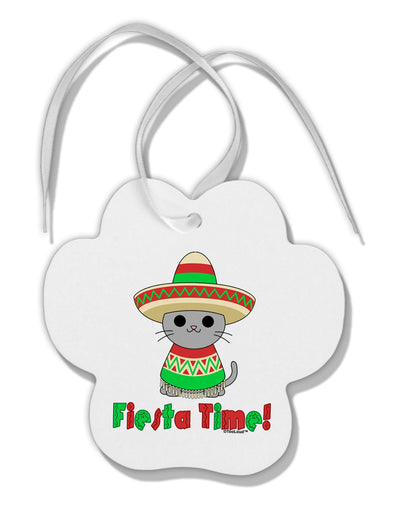 Fiesta Time - Cute Sombrero Cat Print Shaped Ornament by TooLoud-Ornament-TooLoud-White-Paw-Print-Davson Sales