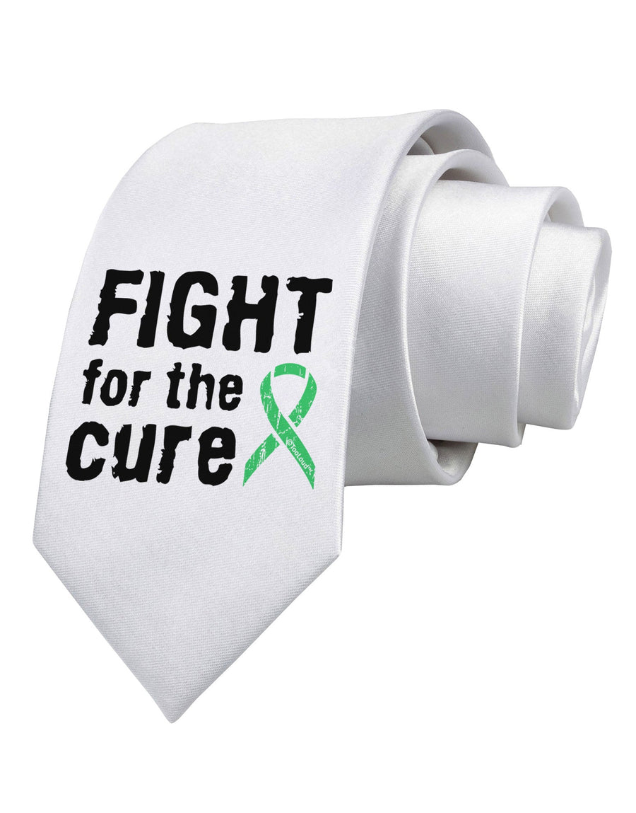 Fight for the Cure - Light Green Ribbon Celiac Disease Printed White Necktie