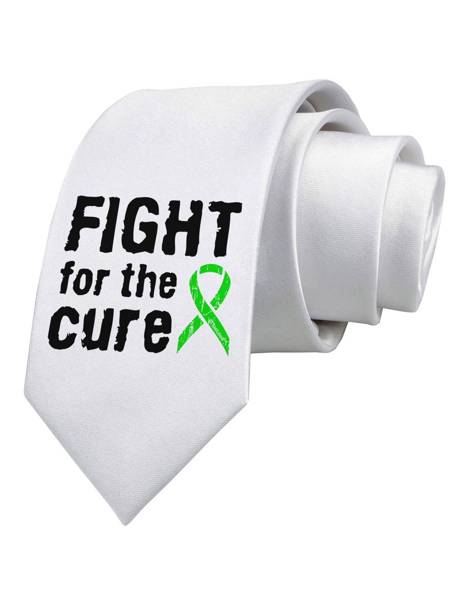 Fight for the Cure - Lime Green Ribbon Lyme Disease Printed White Necktie