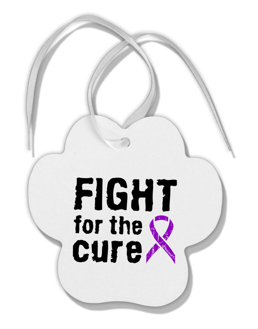 Fight for the Cure - Purple Ribbon Alzheimers Disease Paw Print Shaped Ornament-Ornament-TooLoud-White-Davson Sales