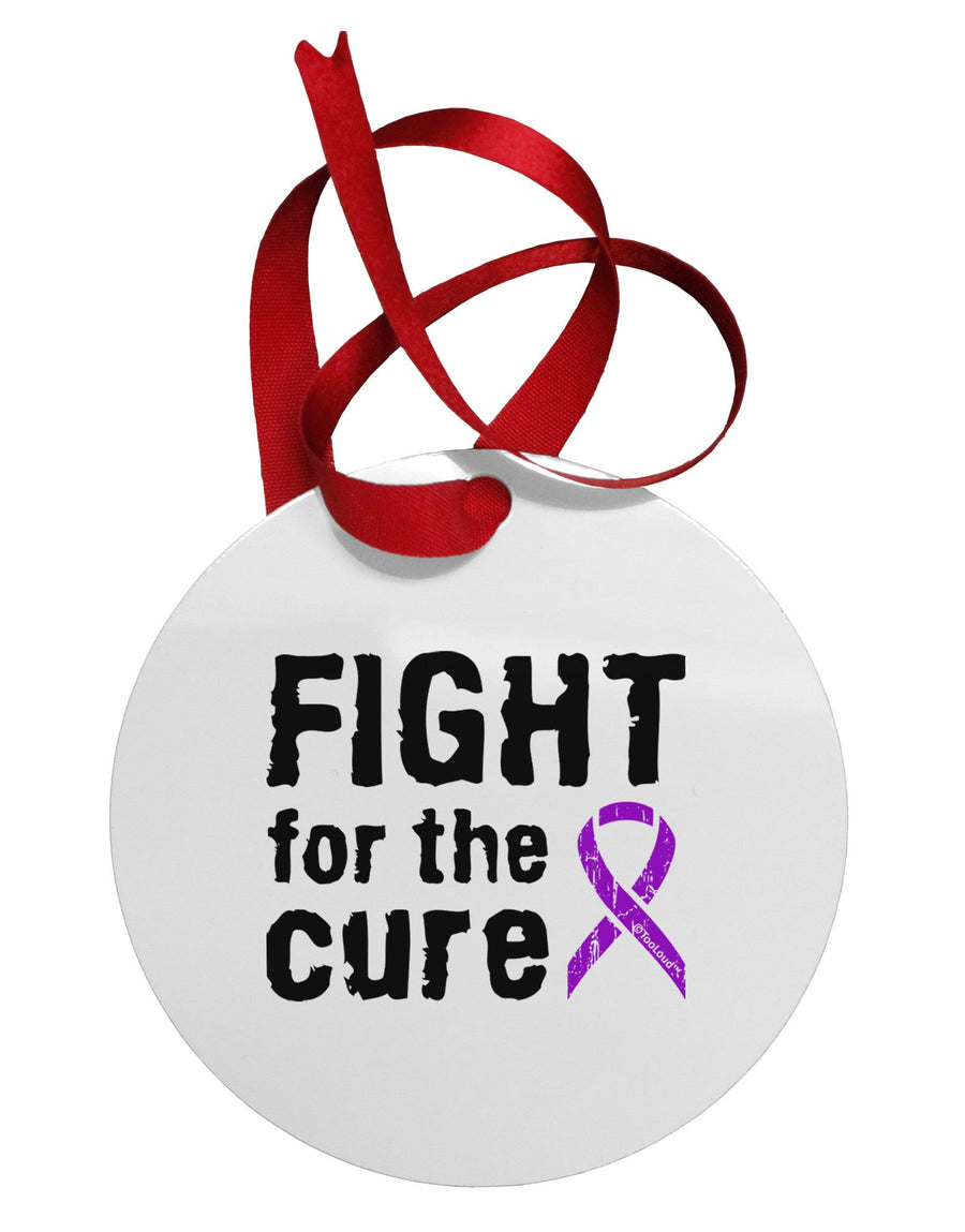 Fight for the Cure - Purple Ribbon Epilepsy Circular Metal Ornament-Ornament-TooLoud-White-Davson Sales