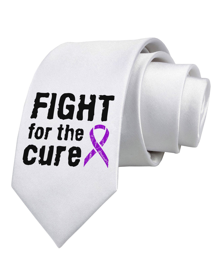 Fight for the Cure - Purple Ribbon Epilepsy Printed White Necktie