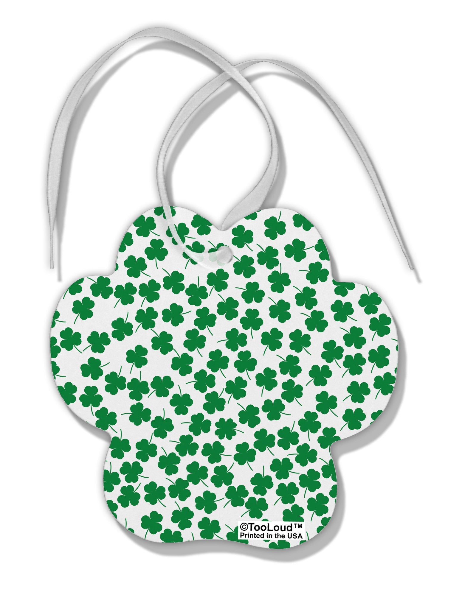 Find the 4 Leaf Clover Shamrocks Paw Print Shaped Ornament All Over Print-Ornament-TooLoud-White-Davson Sales