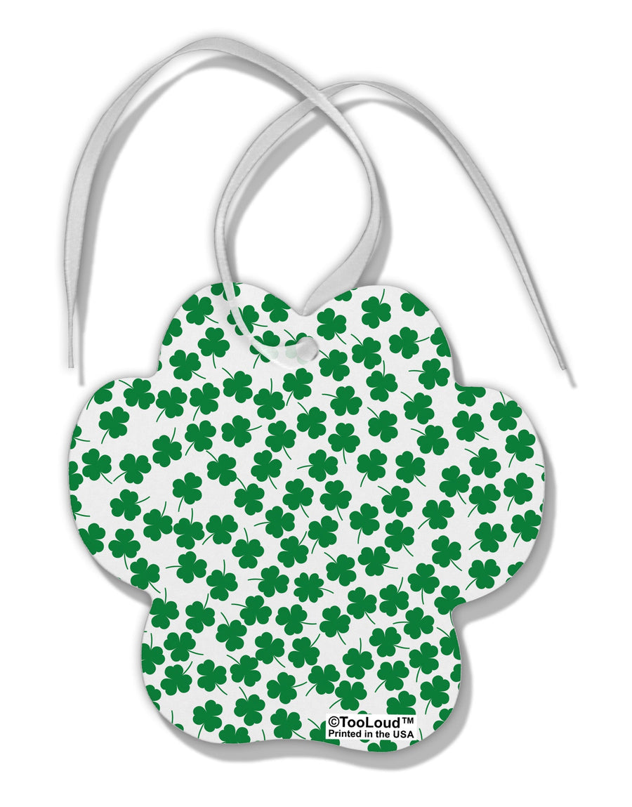 Find the 4 Leaf Clover Shamrocks Paw Print Shaped Ornament All Over Print-Ornament-TooLoud-White-Davson Sales